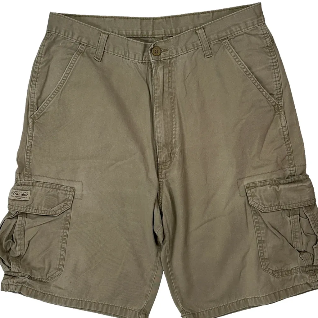 Wrangler Cargo Shorts - 32W 11L Khaki Cotton - Image 9