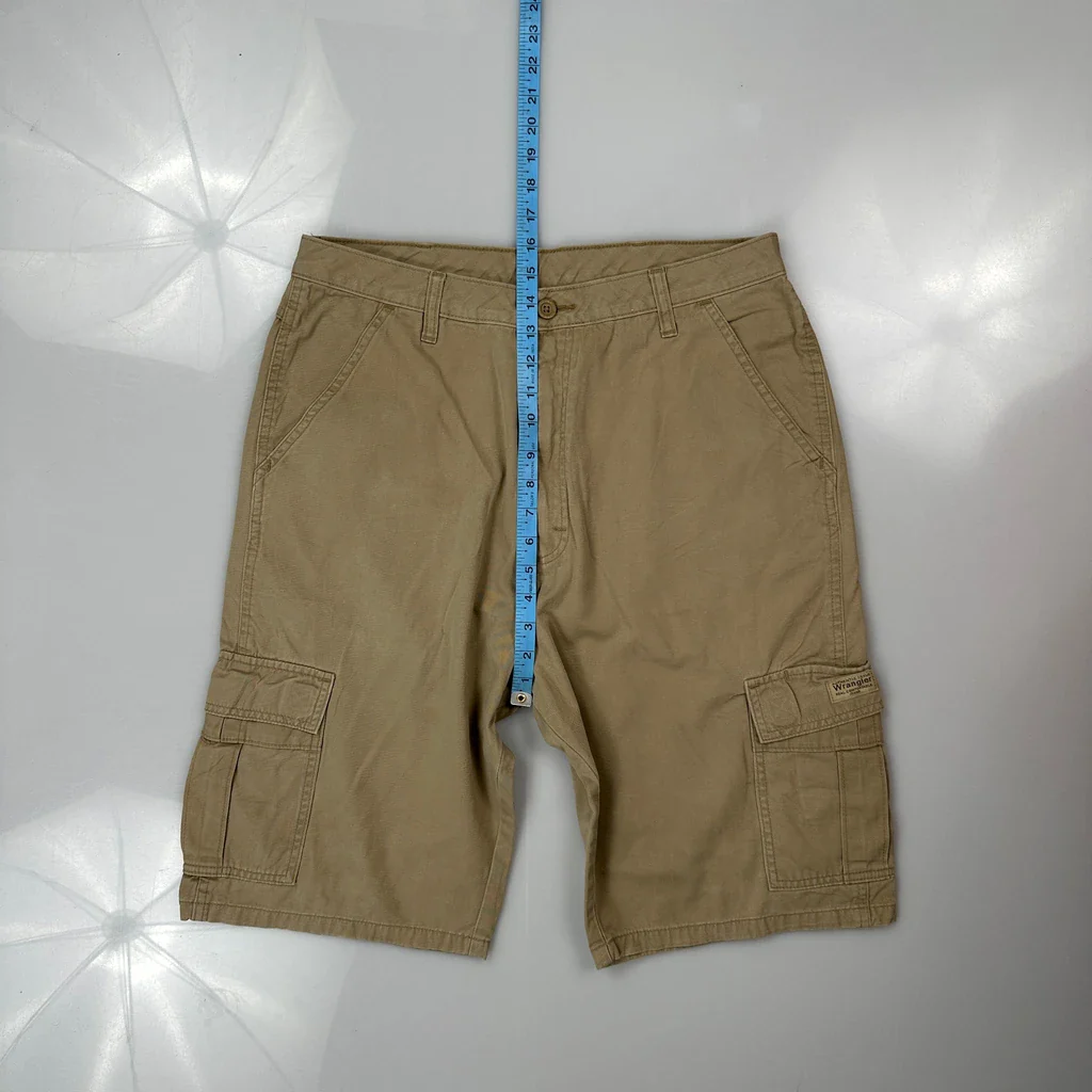 Wrangler Cargo Shorts - 34W 11L Khaki Cotton - Image 4