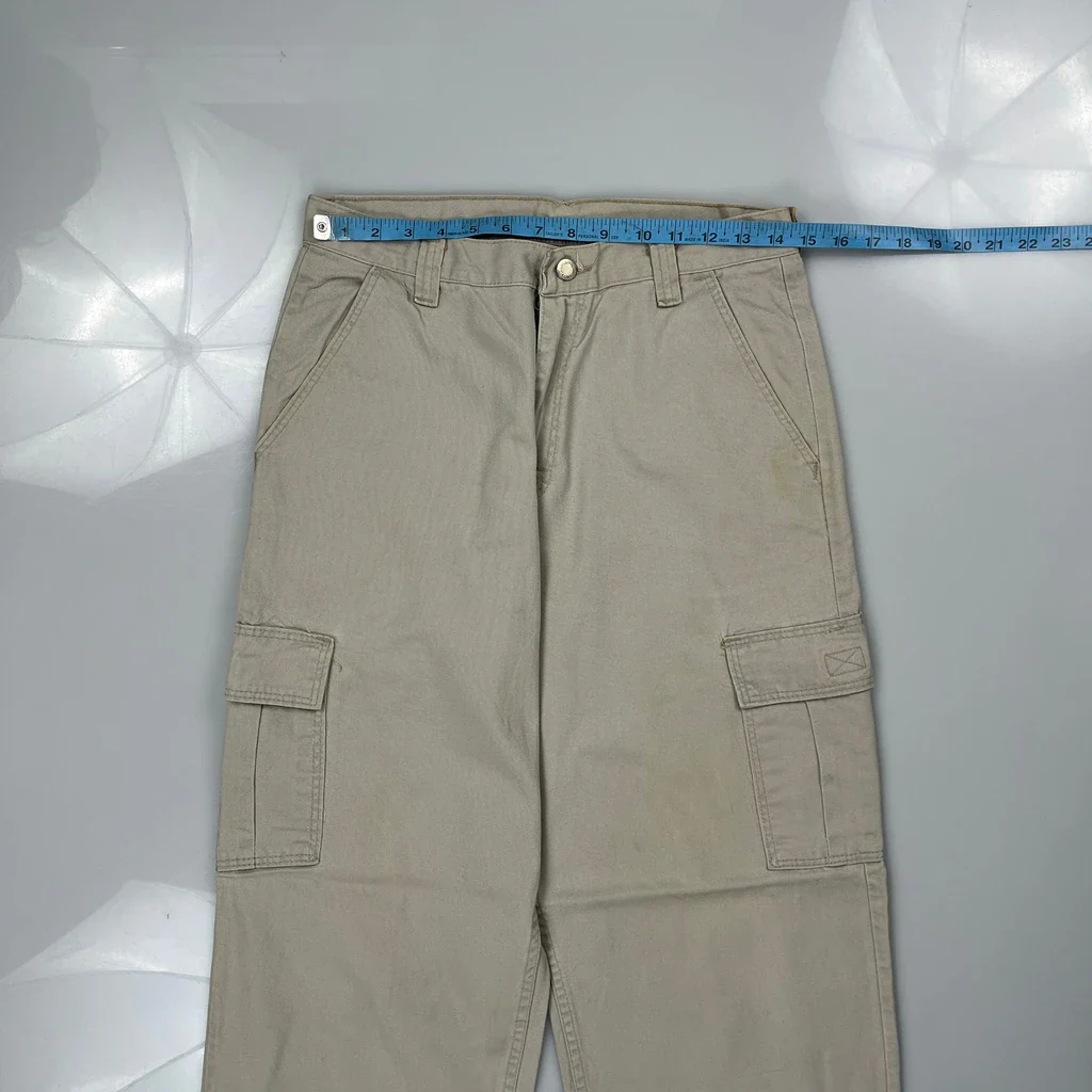 Wrangler Cargo Trousers - 29W 32L Beige Cotton - Image 3