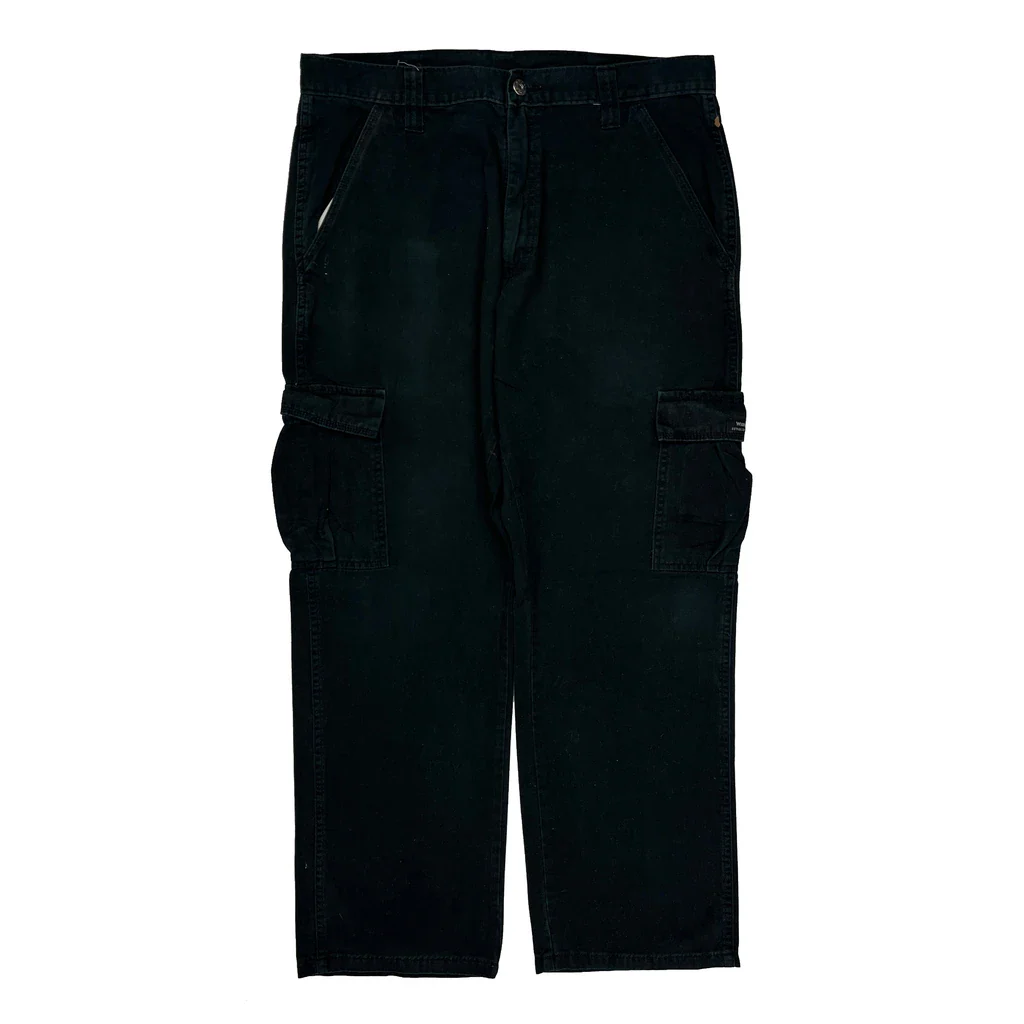 Wrangler Cargo Trousers - 34W 29L Black Cotton - Image 2