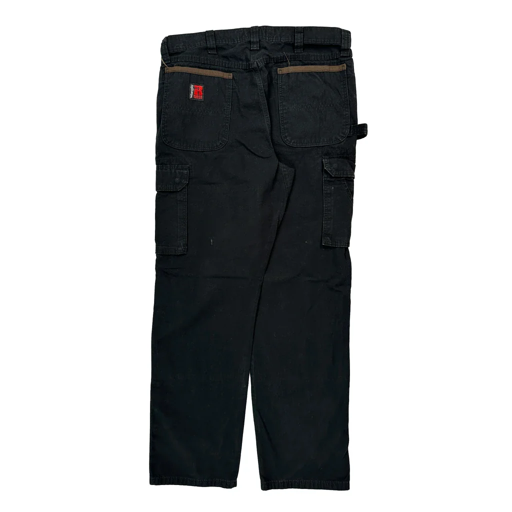 Wrangler Cargo Trousers - 36W 34L Black Cotton