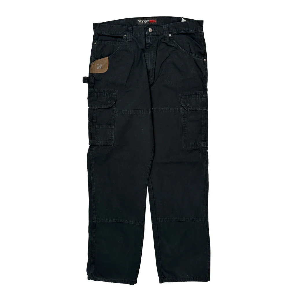 Wrangler Cargo Trousers - 36W 34L Black Cotton - Image 2