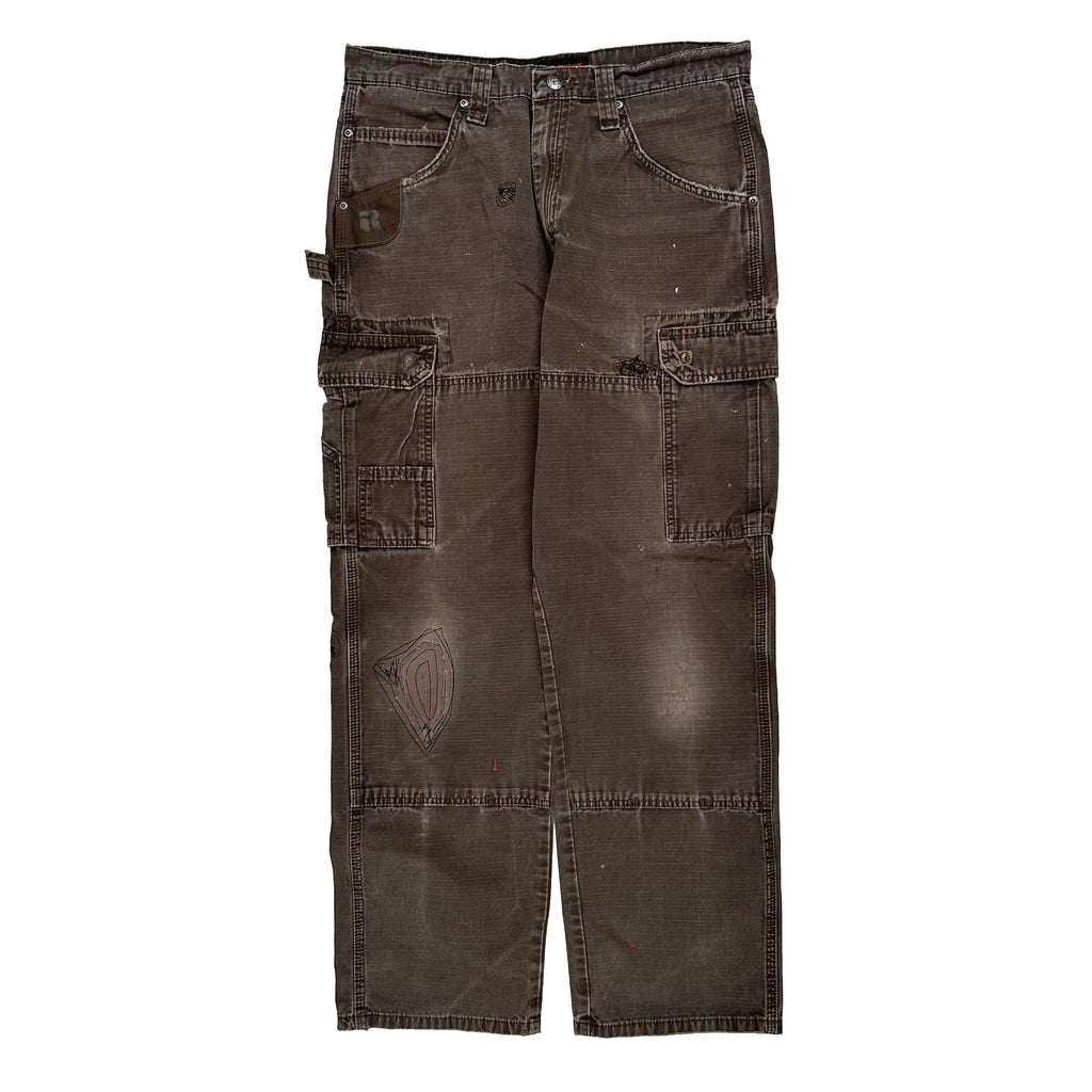 Wrangler Double Knee Cargo Trousers - 32W 31L Brown Cotton - Image 2