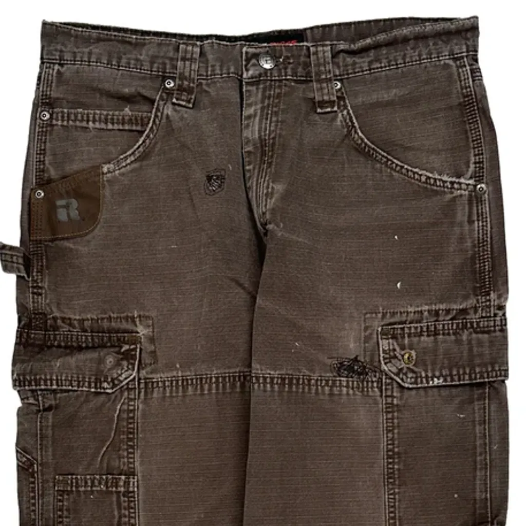 Wrangler Double Knee Cargo Trousers - 32W 31L Brown Cotton - Image 9