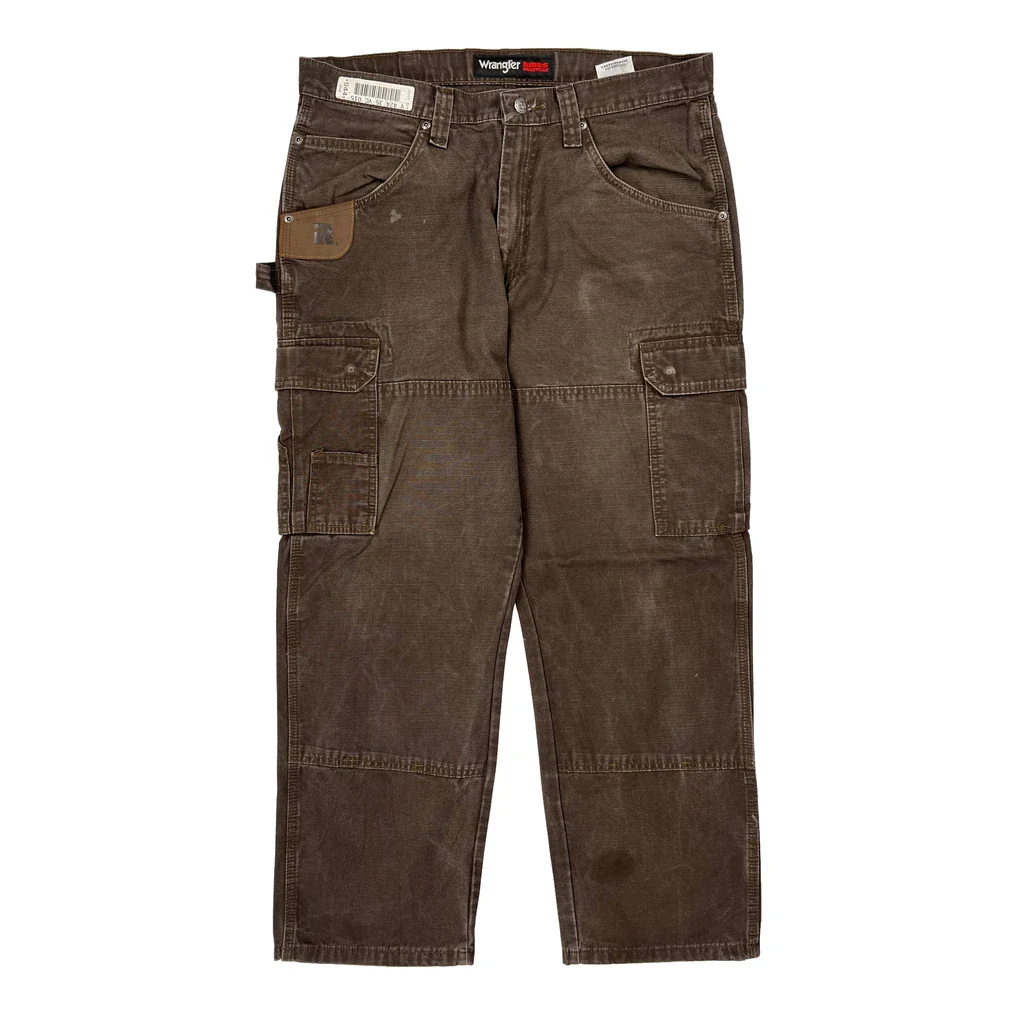 Wrangler Cargo Trousers - 34W 31L Brown Cotton - Image 2