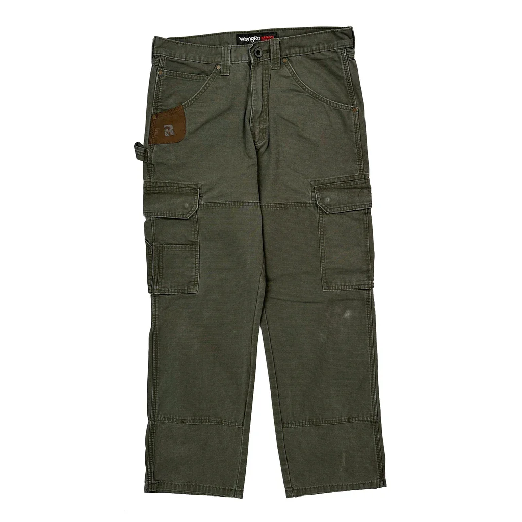 Wrangler Cargo Trousers - 32W 29L Green Cotton - Image 2