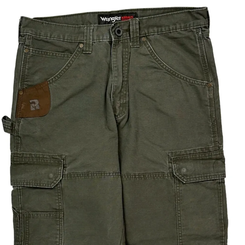 Wrangler Cargo Trousers - 32W 29L Green Cotton - Image 8