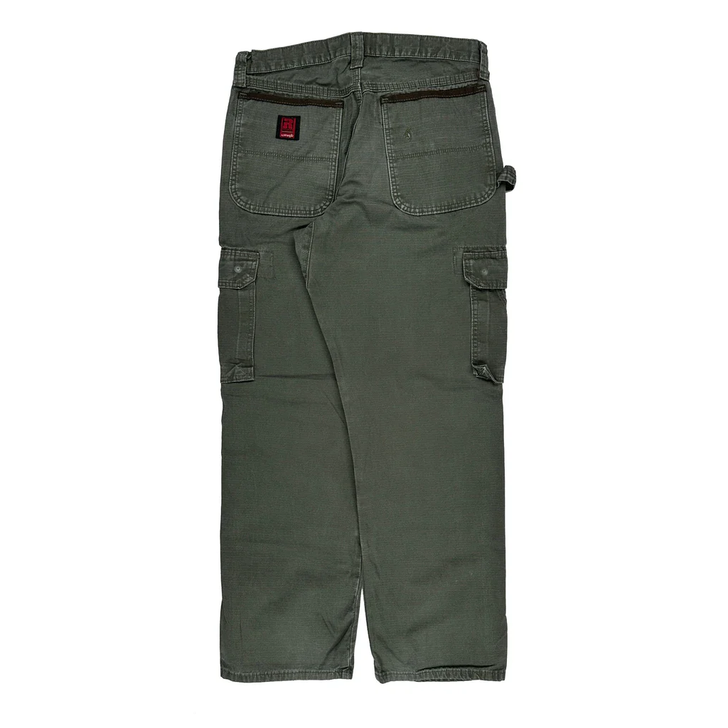 Wrangler Double Knee Cargo Trousers - 32W 30L Green Cotton