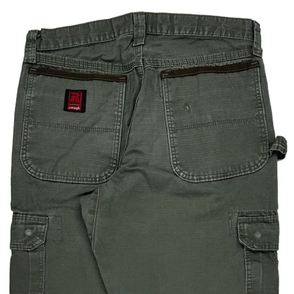 Wrangler Double Knee Cargo Trousers - 32W 30L Green Cotton - Image 8