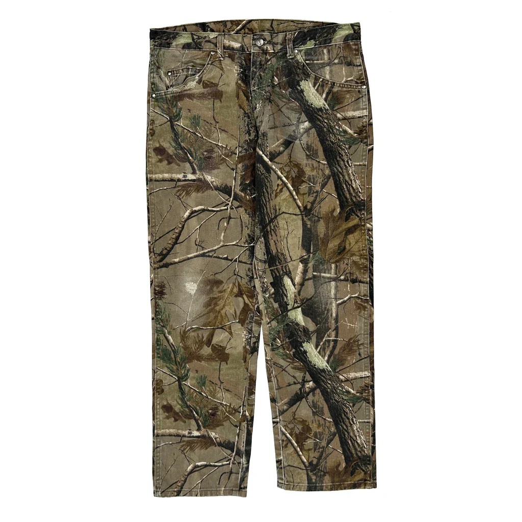Wrangler Camo Cargo Trousers - 34W 30L Green Cotton - Image 2