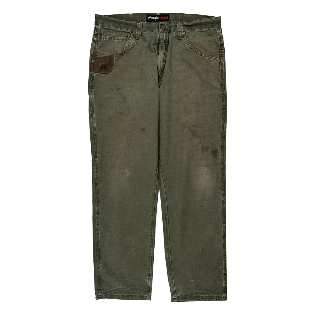 Wrangler Cargo Trousers - 34W 31L Green Cotton - Image 2