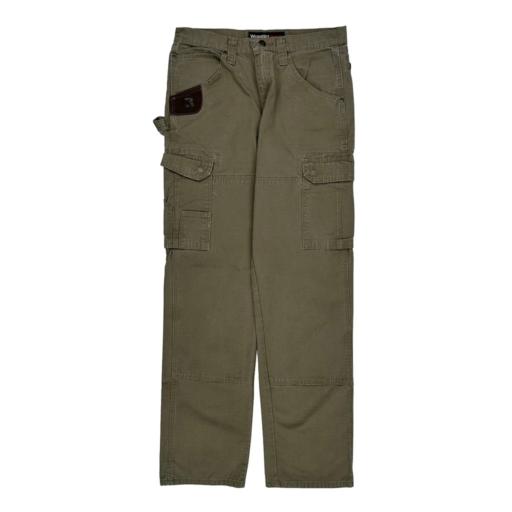 Wrangler Cargo Trousers - 31W 34L Khaki Cotton - Image 2