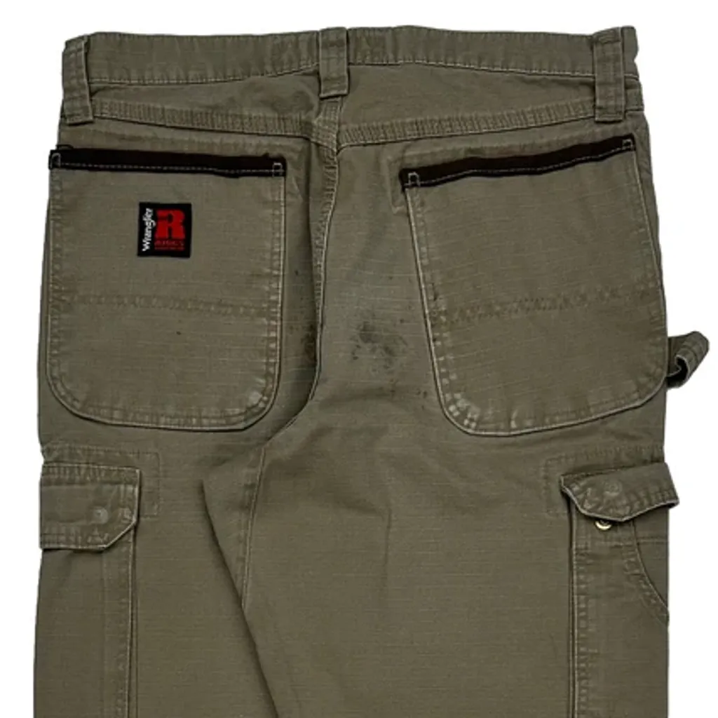Wrangler Cargo Trousers - 31W 34L Khaki Cotton - Image 8