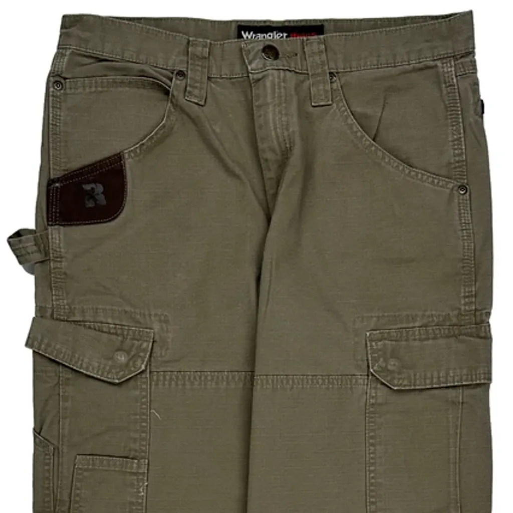 Wrangler Cargo Trousers - 31W 34L Khaki Cotton - Image 9