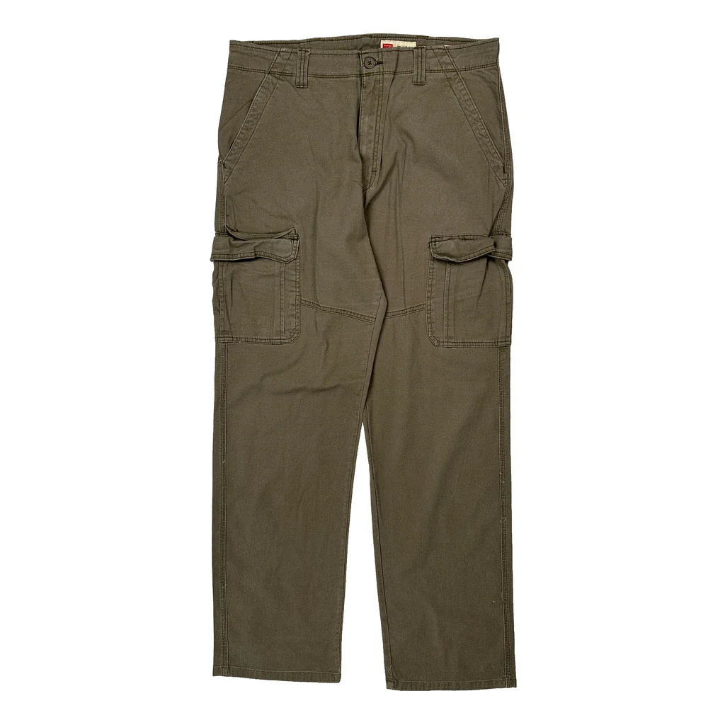 Wrangler Cargo Trousers - 33W 32L Khaki Cotton - Image 2