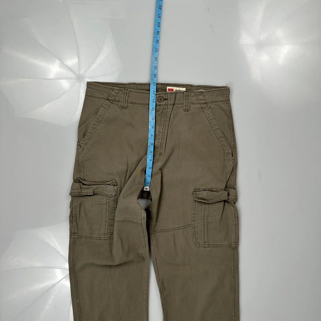 Wrangler Cargo Trousers - 33W 32L Khaki Cotton - Image 4