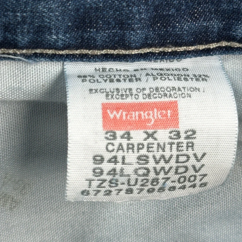 Wrangler Carpenter Jeans - 34W 32L Blue Cotton - Image 6