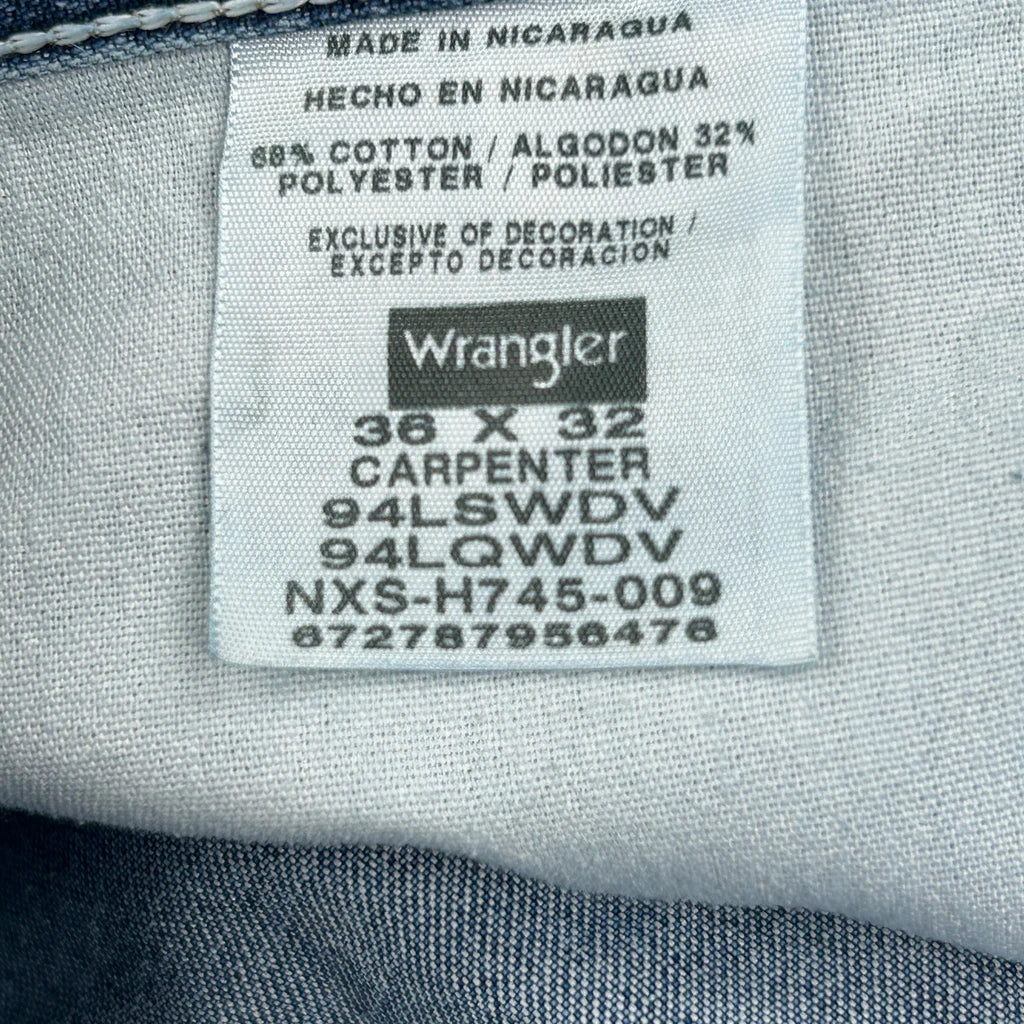 Wrangler Carpenter Jeans - 35W 32L Blue Cotton Blend - Image 6