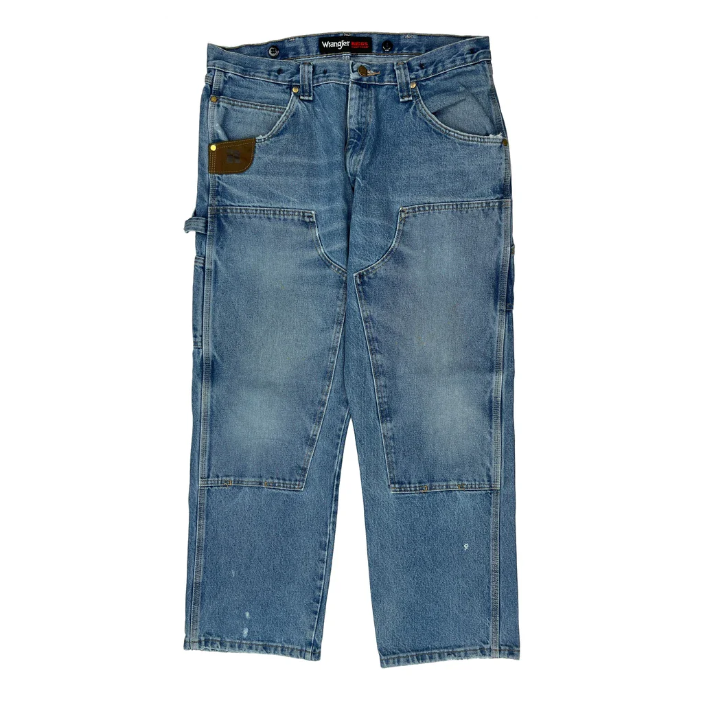 Wrangler Double Knee Carpenter Jeans - 35W 29L Blue Denim - Image 2
