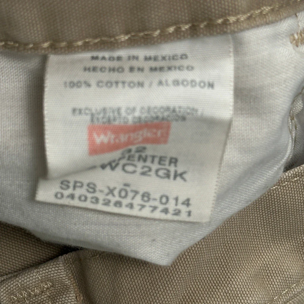 Wrangler Carpenter Shorts - 32W 10L Beige Cotton - Image 6