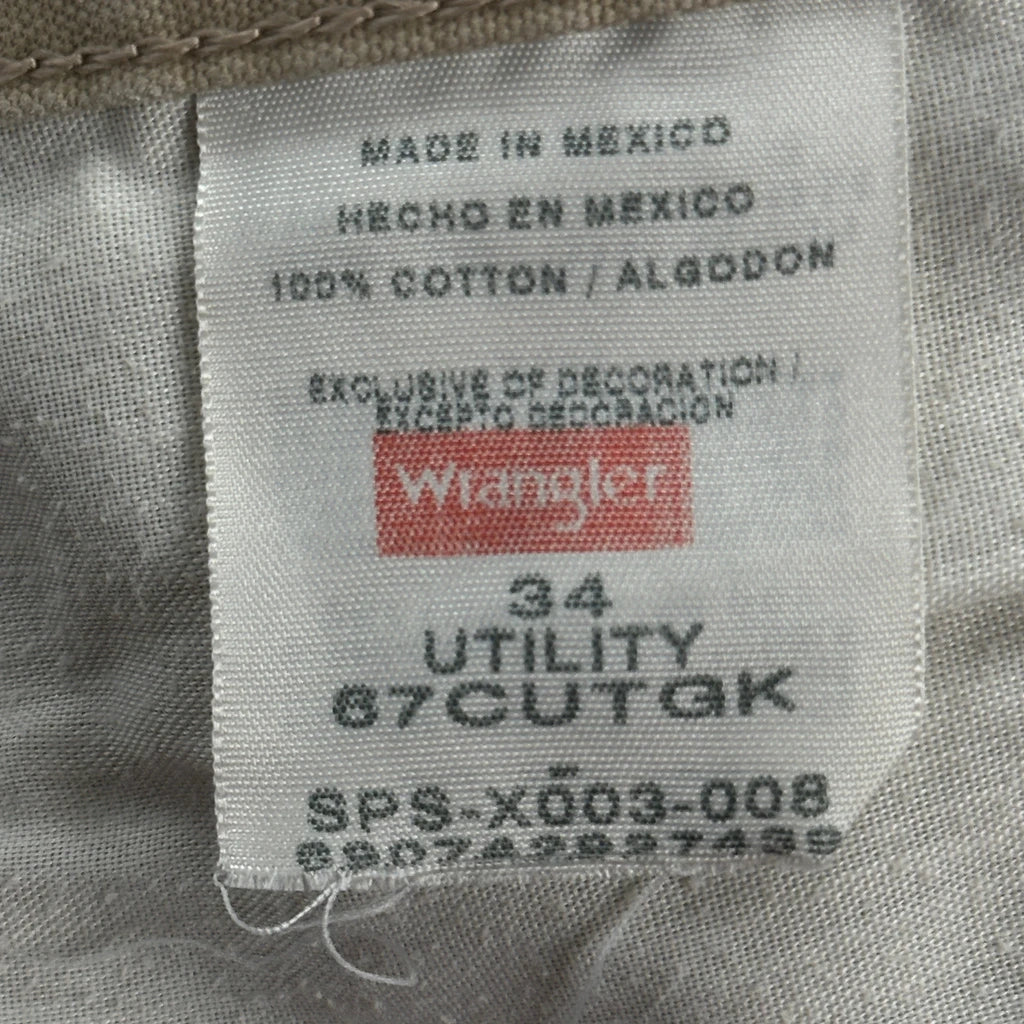 Wrangler Carpenter Shorts - 32W 9L Beige Cotton - Image 6