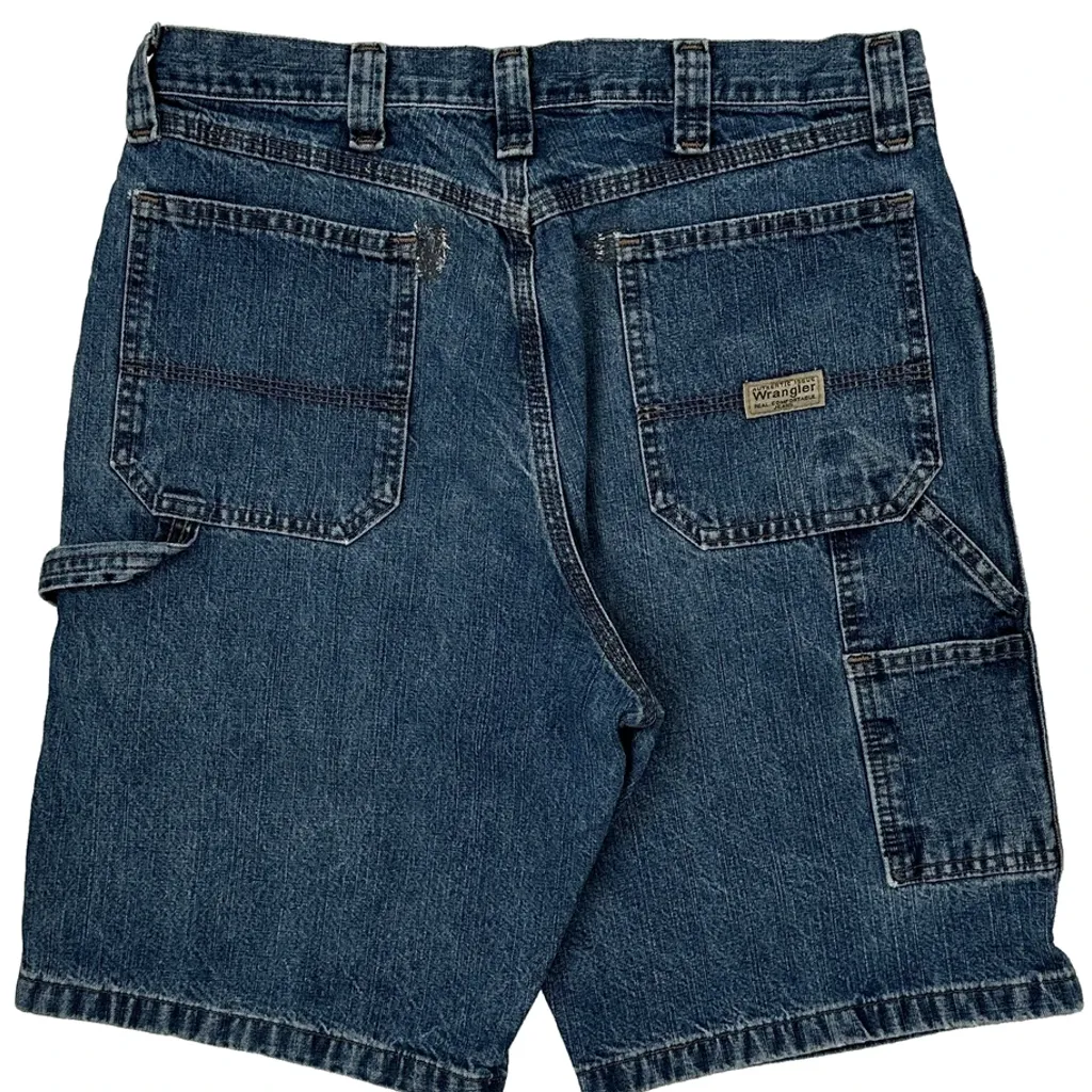 Wrangler Carpenter Shorts - 32W 9L Blue Cotton - Image 9