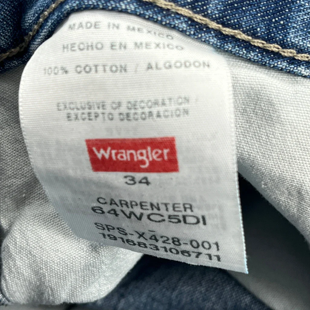 Wrangler Carpenter Shorts - 32W 10L Blue Cotton - Image 6