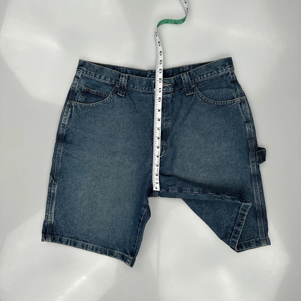 Wrangler Double Knee Carpenter Shorts - 34W 10L Blue Cotton - Image 4