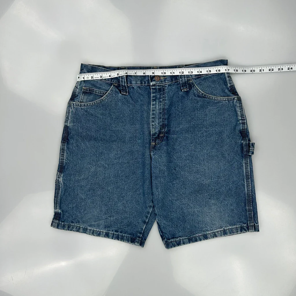 Wrangler Carpenter Shorts - 34W 9L Blue Cotton - Image 3