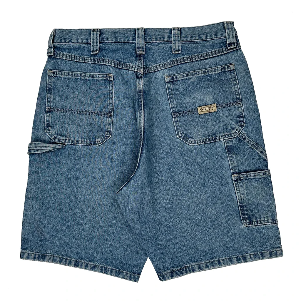 Wrangler Double Knee Carpenter Shorts - 36W 10L Blue Cotton