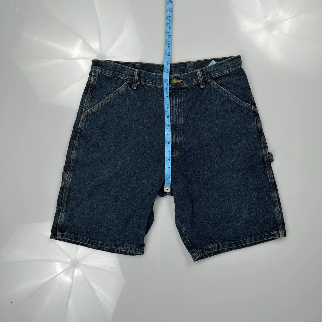 Wrangler Carpenter Shorts - 34W 10L Dark Wash Cotton - Image 4