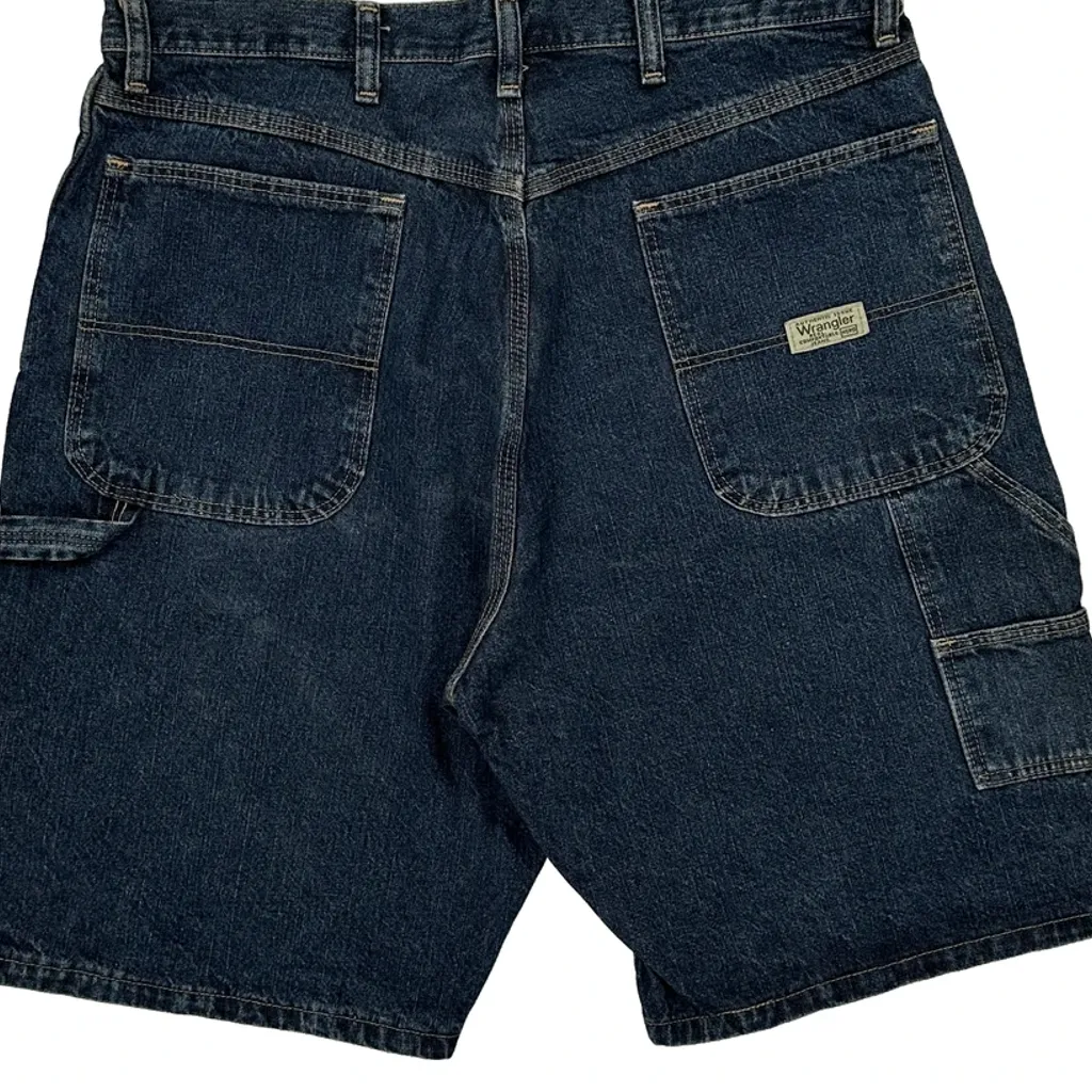 Wrangler Carpenter Shorts - 34W 10L Dark Wash Cotton - Image 7