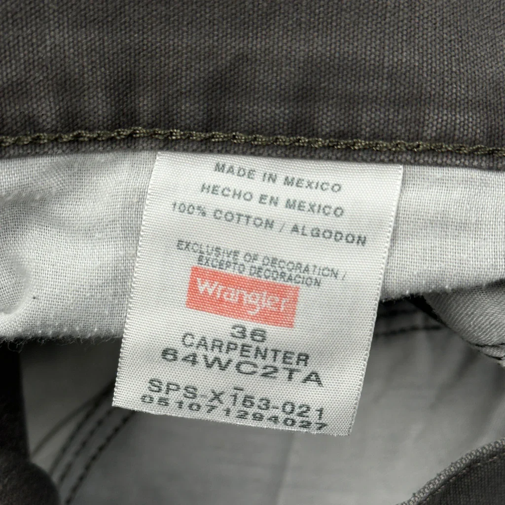 Wrangler Carpenter Shorts - 36W 10L Grey Cotton - Image 7
