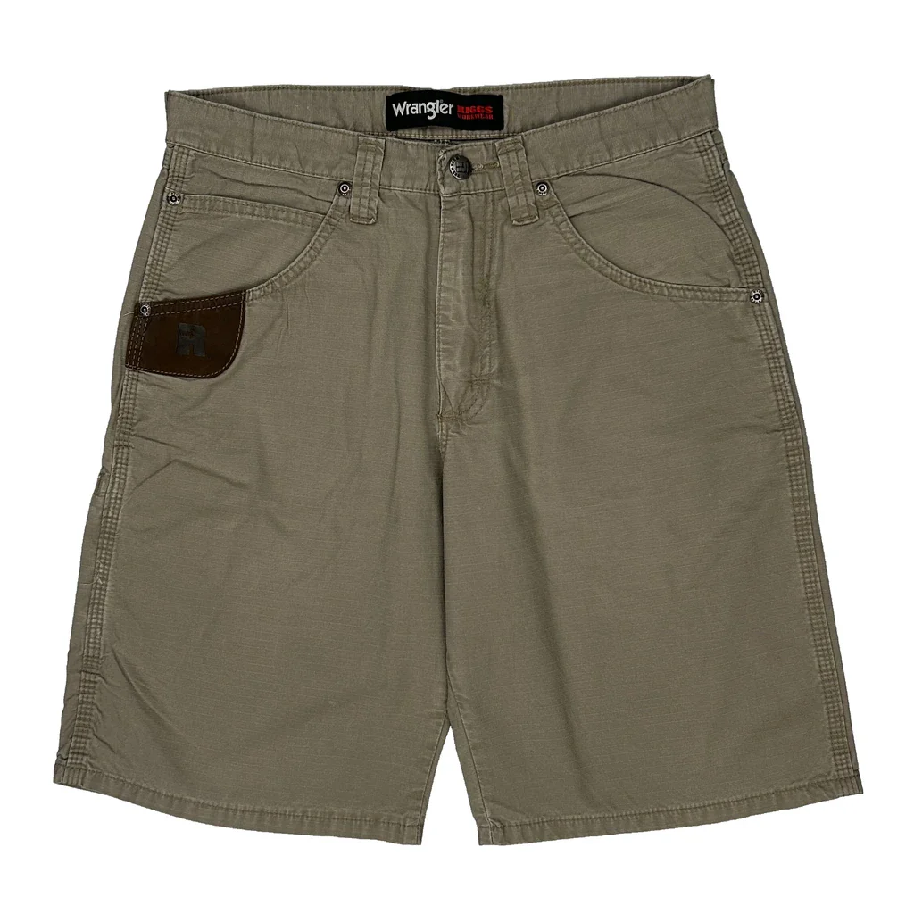 Wrangler Carpenter Shorts - 30W 11L Khaki Cotton - Image 2