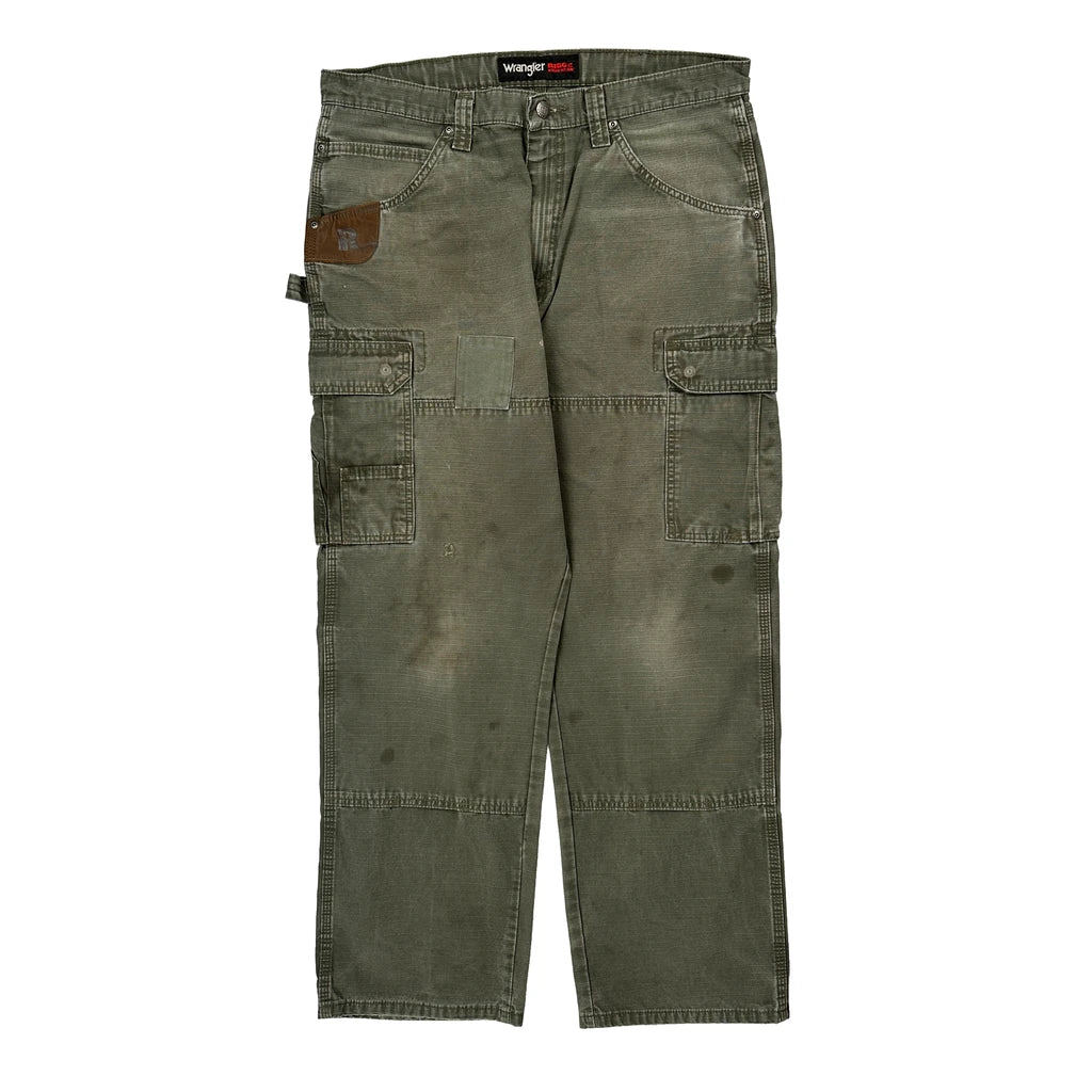 Wrangler Double Knee Carpenter Trousers - 34W 31L Green Cotton - Image 2