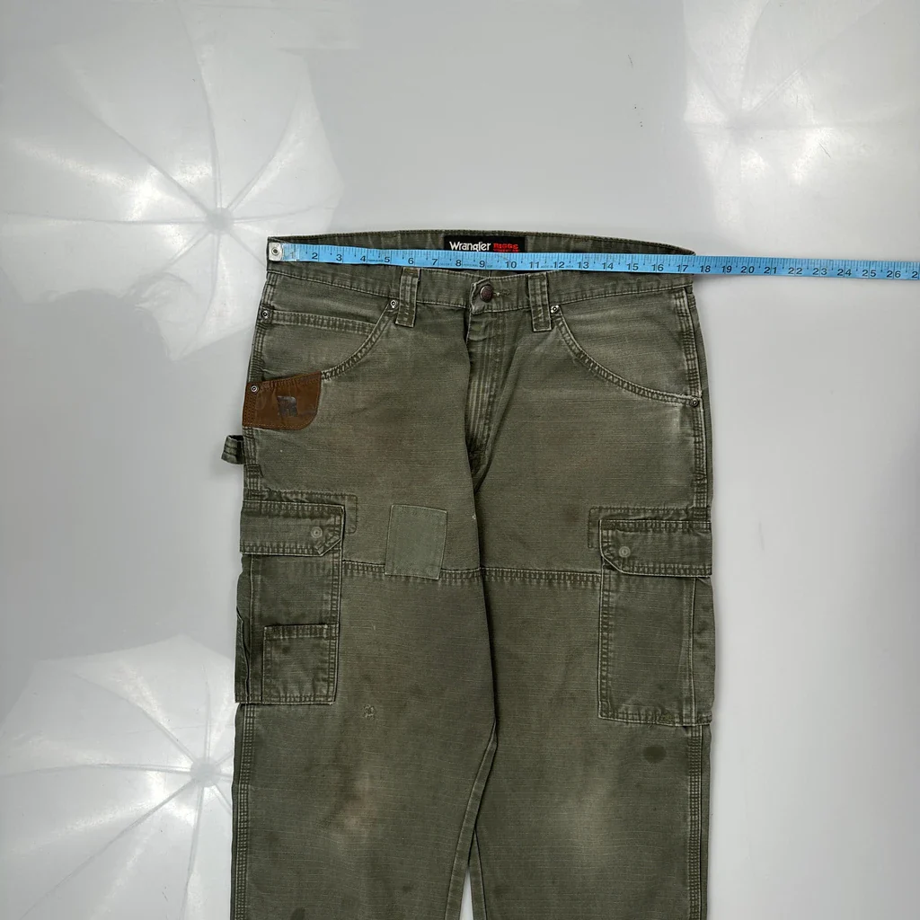 Wrangler Double Knee Carpenter Trousers - 34W 31L Green Cotton - Image 3