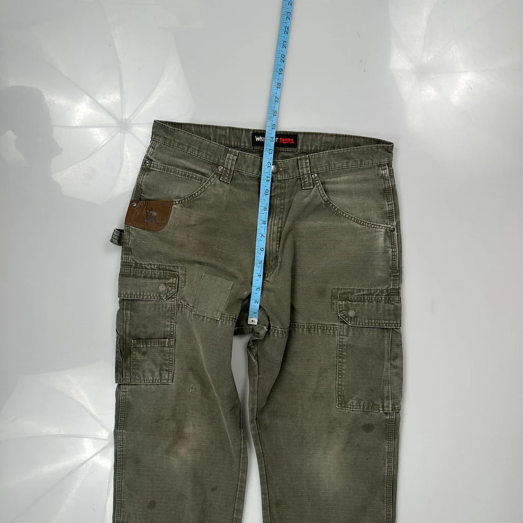 Wrangler Double Knee Carpenter Trousers - 34W 31L Green Cotton - Image 4