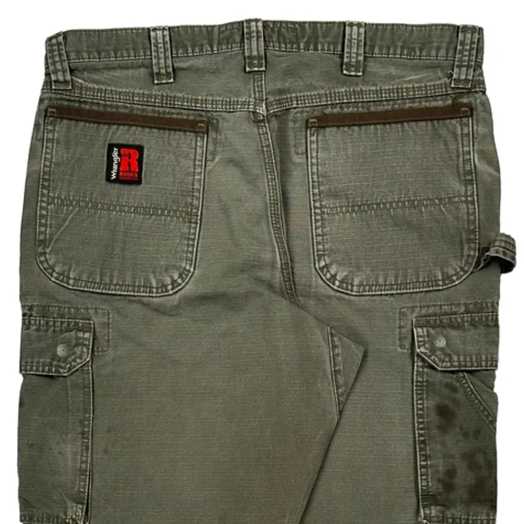 Wrangler Double Knee Carpenter Trousers - 34W 31L Green Cotton - Image 7