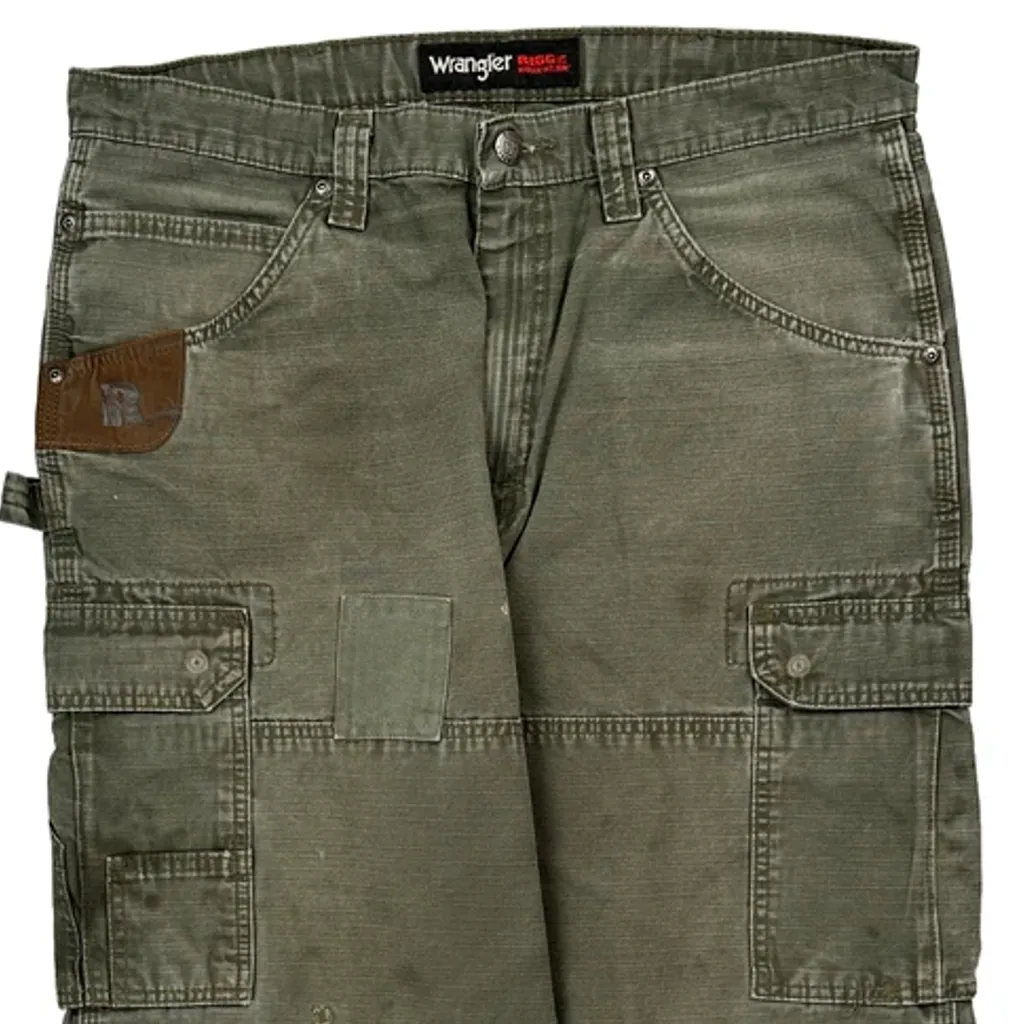 Wrangler Double Knee Carpenter Trousers - 34W 31L Green Cotton - Image 9