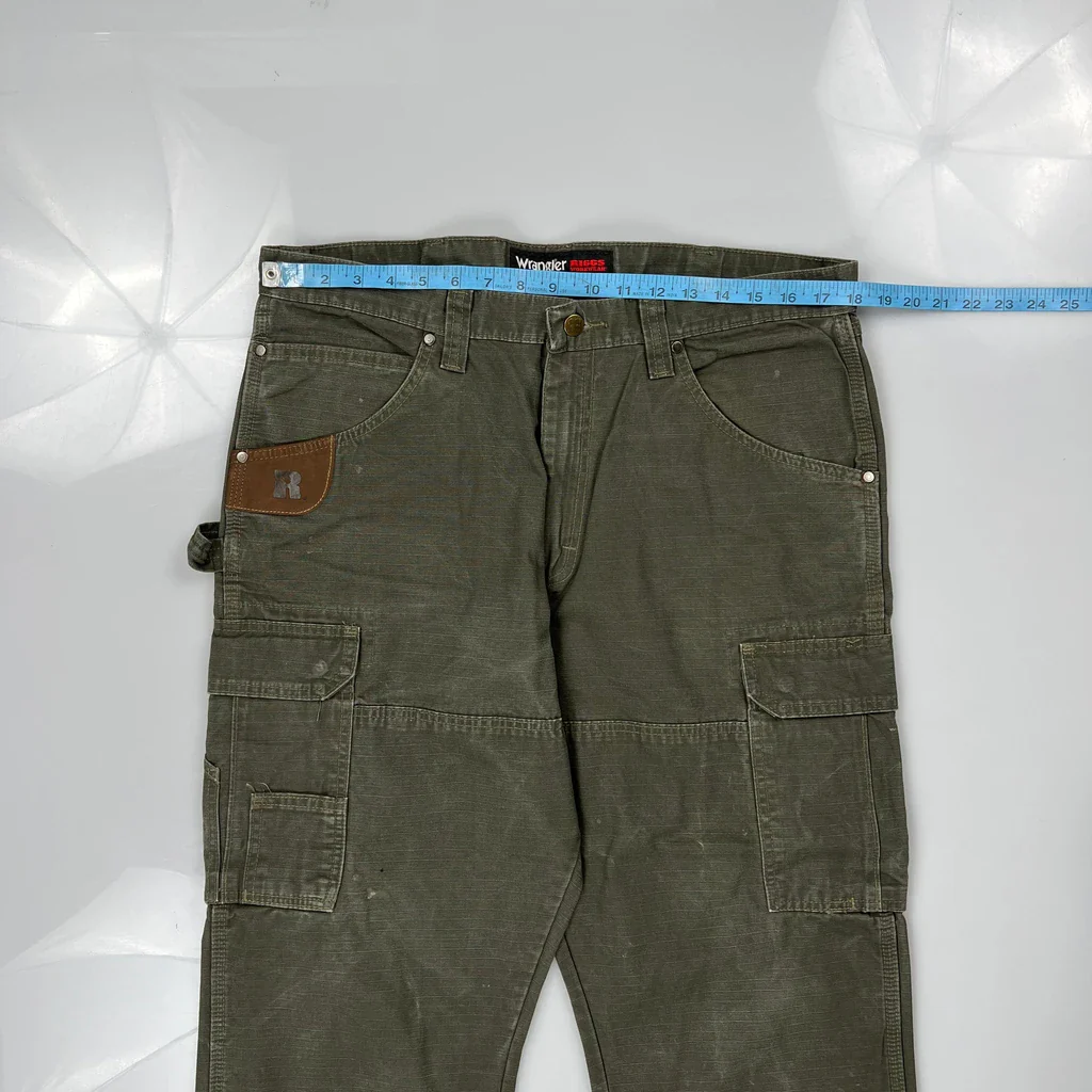 Wrangler Carpenter Trousers - 36W 29L Green Cotton - Image 3