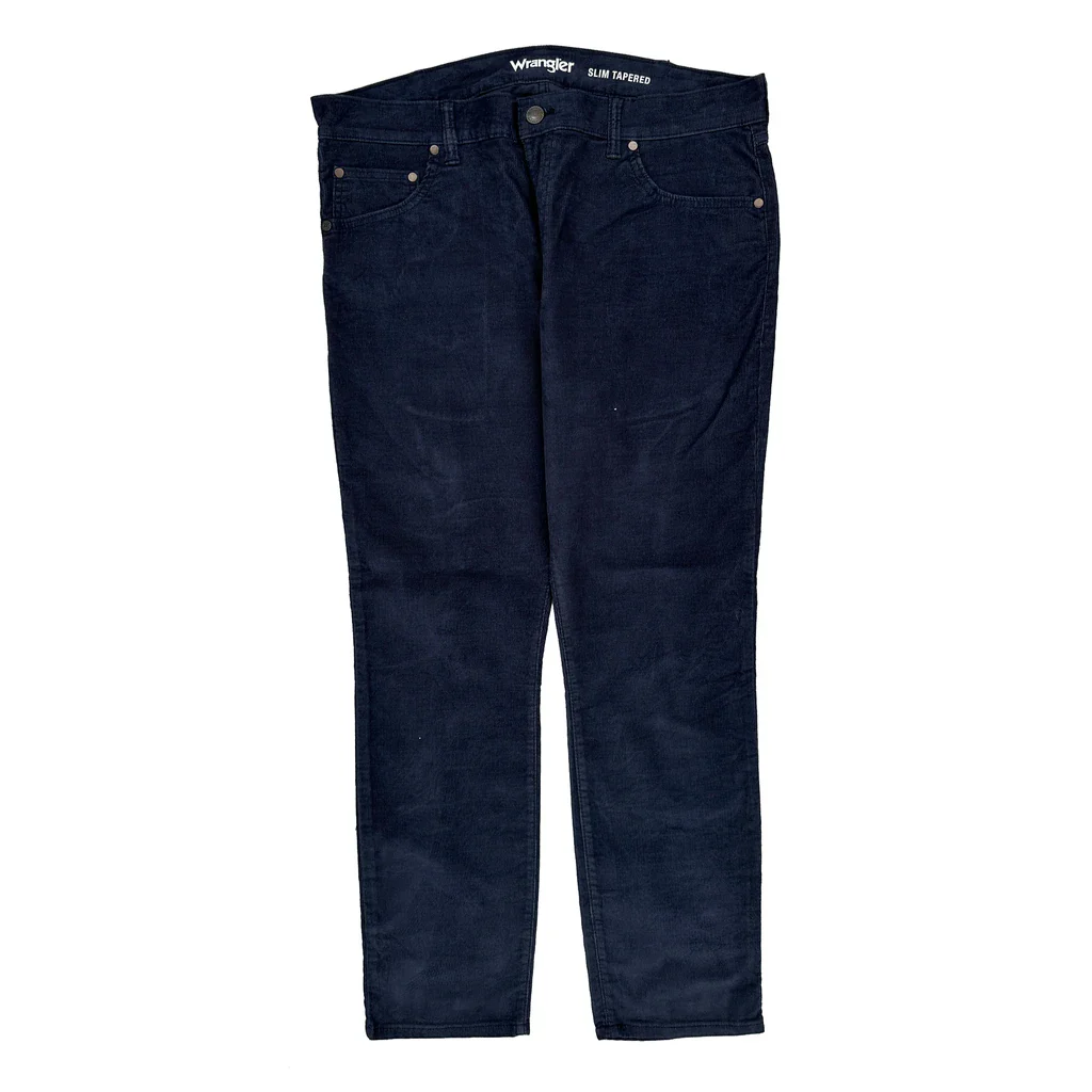 Wrangler Slim Cord Trousers - 38″ Waist Navy Cotton Blend - Image 2