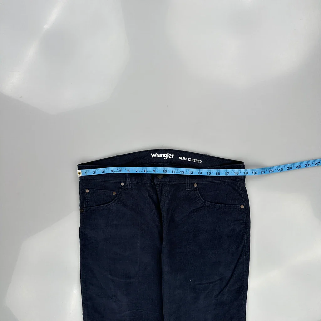 Wrangler Slim Cord Trousers - 38″ Waist Navy Cotton Blend - Image 3