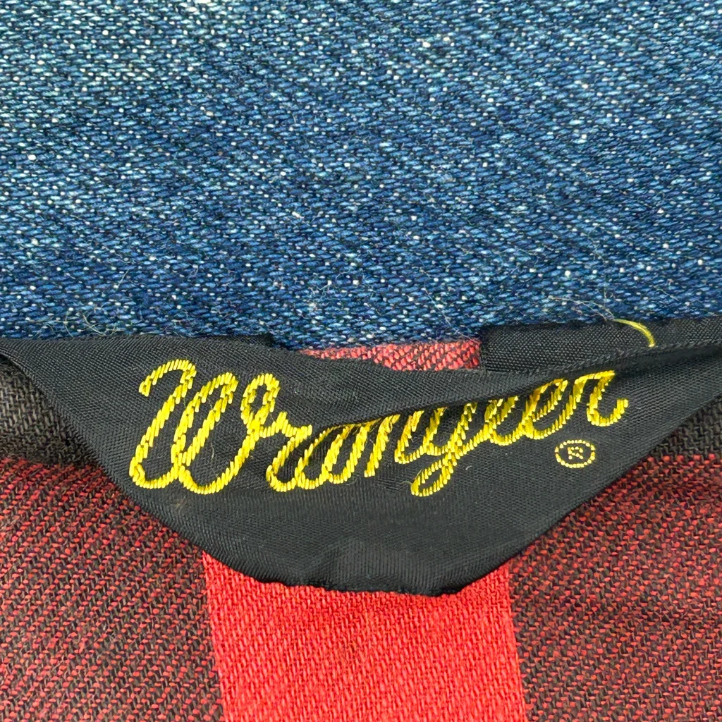 1980s Wrangler Checked Denim Jacket - Large Blue Cotton - Image 3