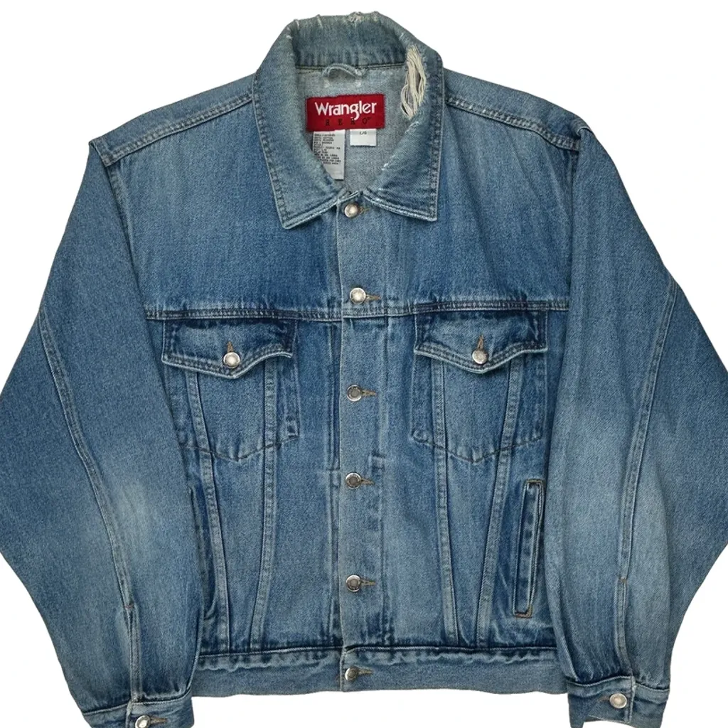 Wrangler Denim Jacket - Large Blue Cotton - Image 4