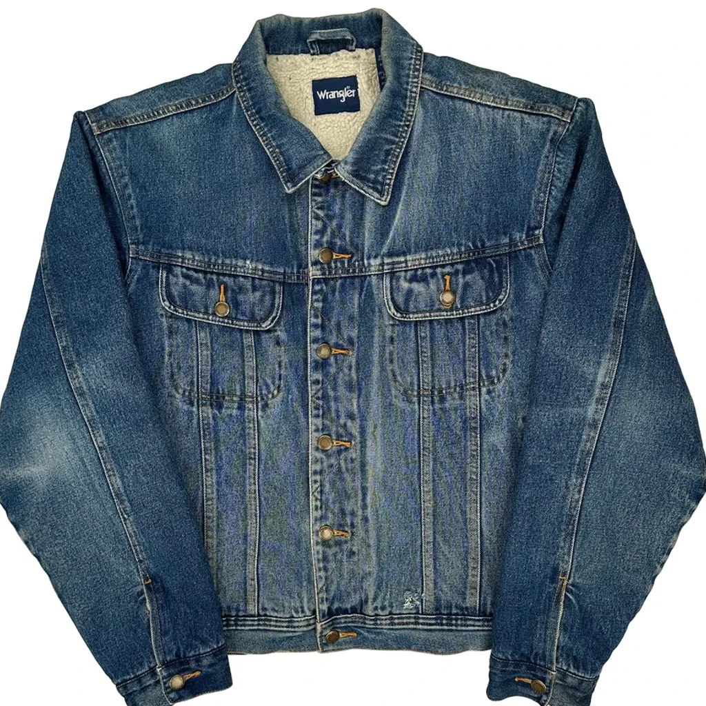 Wrangler Sherpa Lined Denim Jacket - Medium Blue Cotton - Image 4