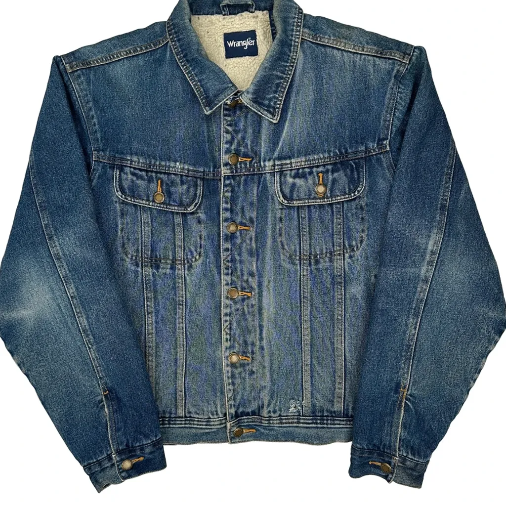 Wrangler Sherpa Lined Denim Jacket - Medium Blue Cotton - Image 5