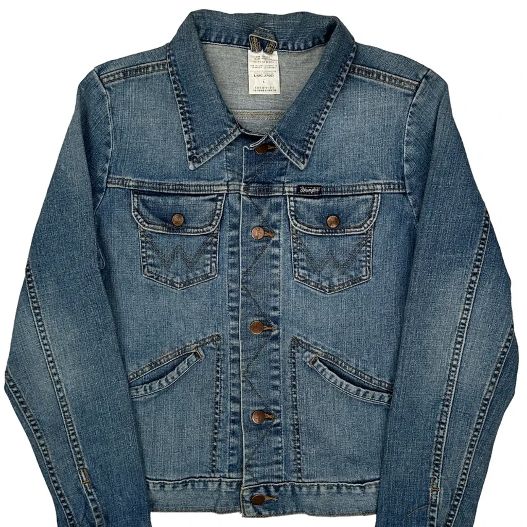 Wrangler Denim Jacket - Large Blue Cotton - Image 4