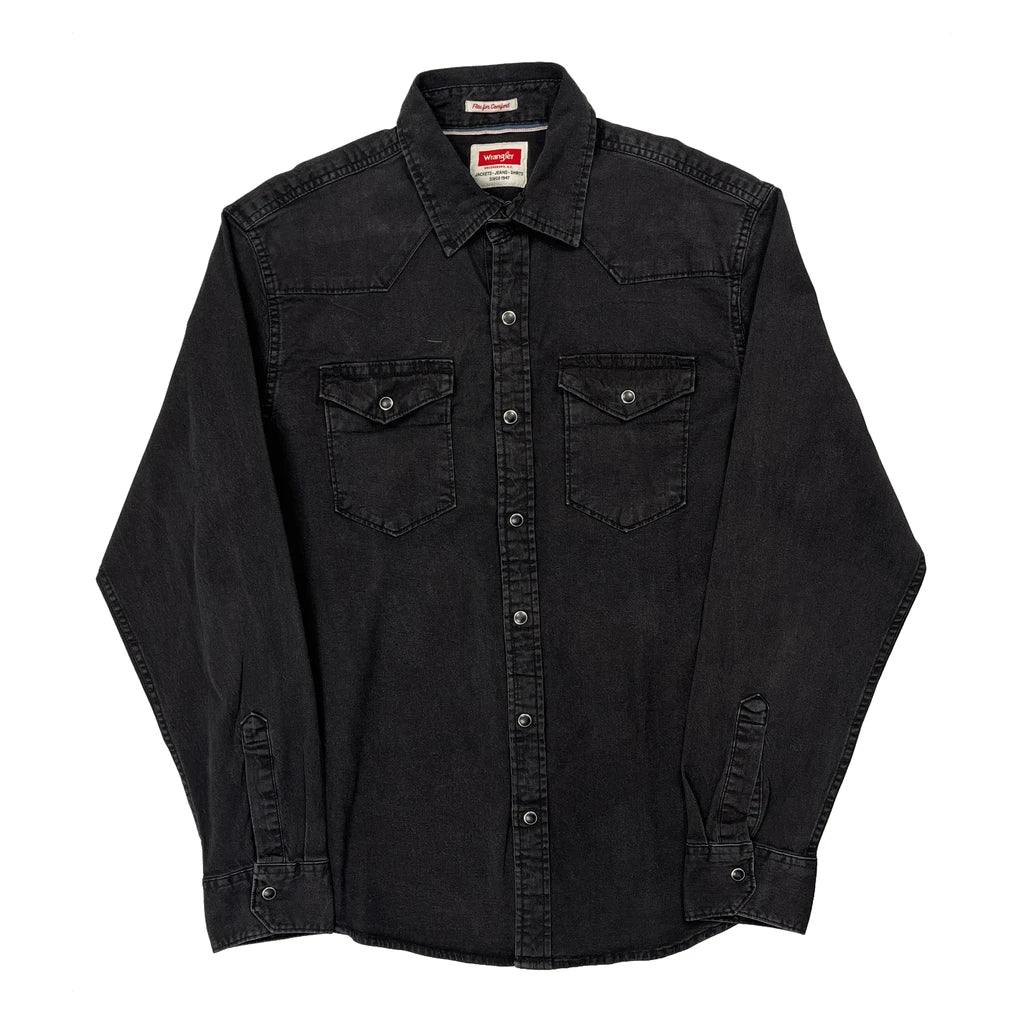 Wrangler Denim Shirt - Medium Black Cotton