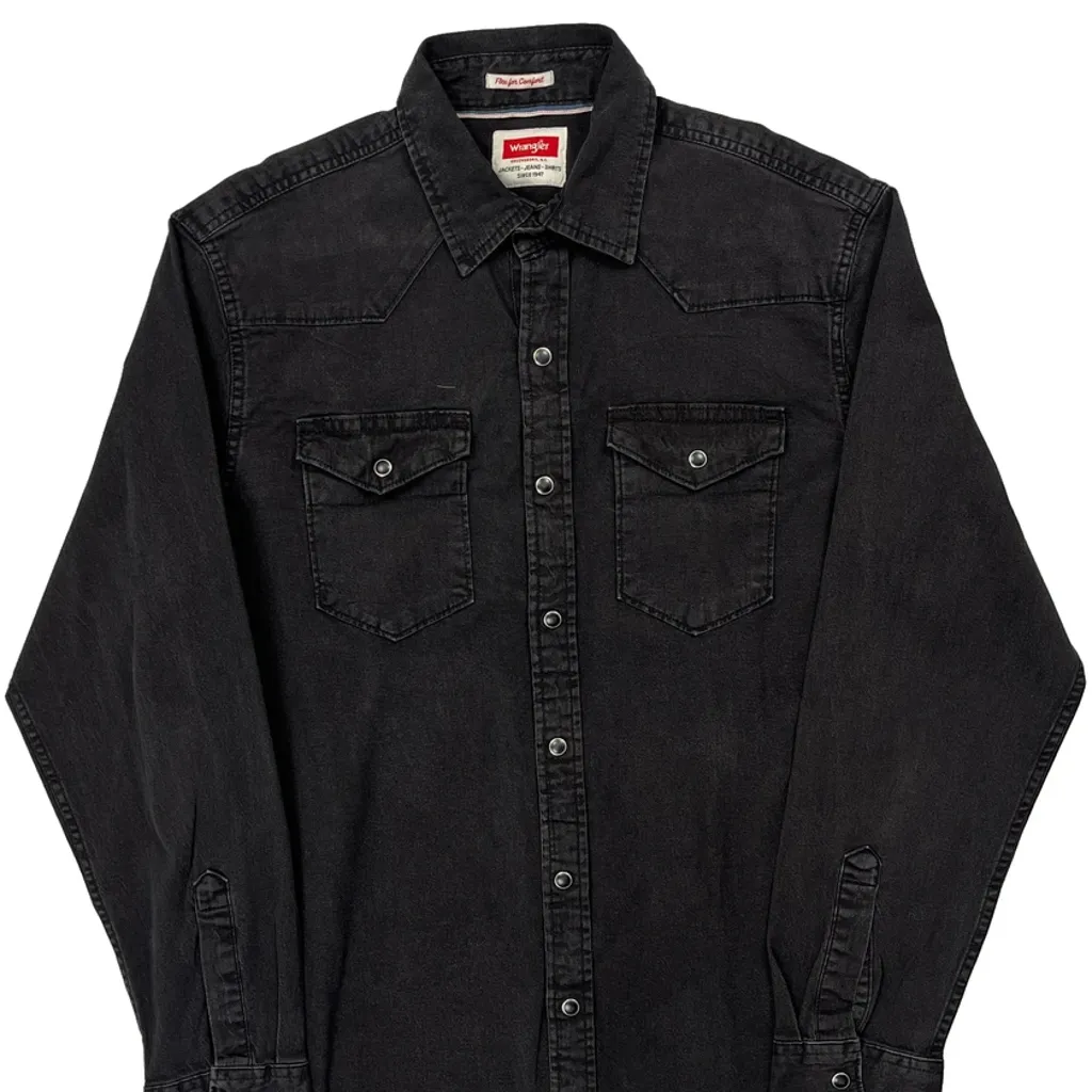 Wrangler Denim Shirt - Medium Black Cotton - Image 5