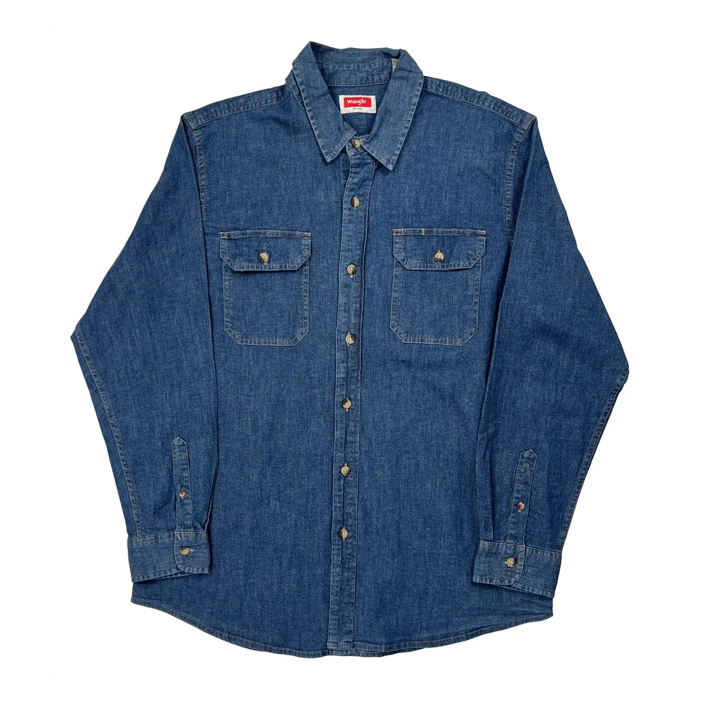 Wrangler Denim Shirt - Large Blue Denim